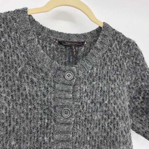 BCBGMaxazria Wool & Alpaca buttoned grey sweater mini dress - Picture 7 of 13